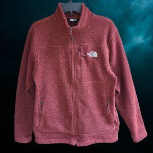 The North Face Mens Knit Jacket Full Zip Pockets Outdoor Maroon Size L